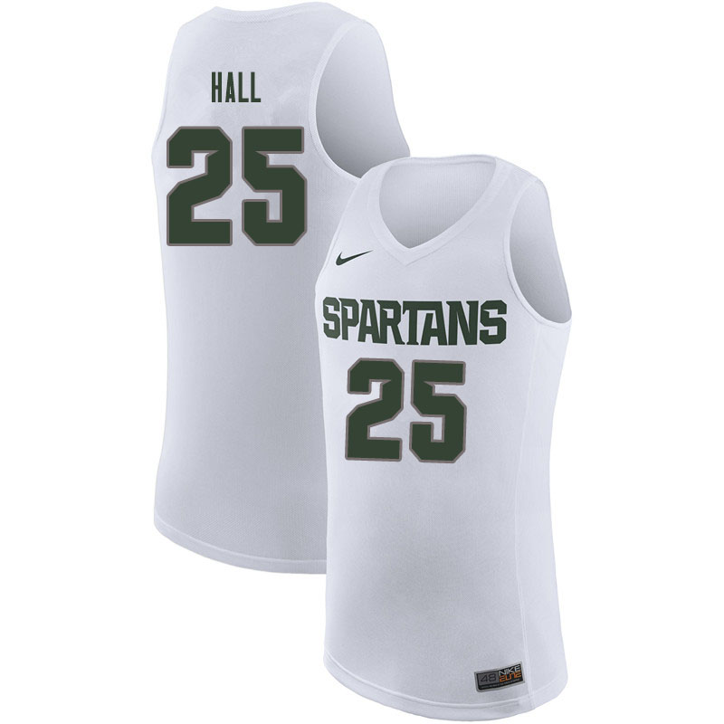Men #25 Malik Hall Michigan State Spartans College Basketball Jerseys Sale-White